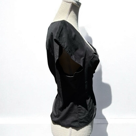 🌻NEW w/tags Madewell Black Twist-Front Seamed Top in Poplin Size 12 - Picture 3 of 7